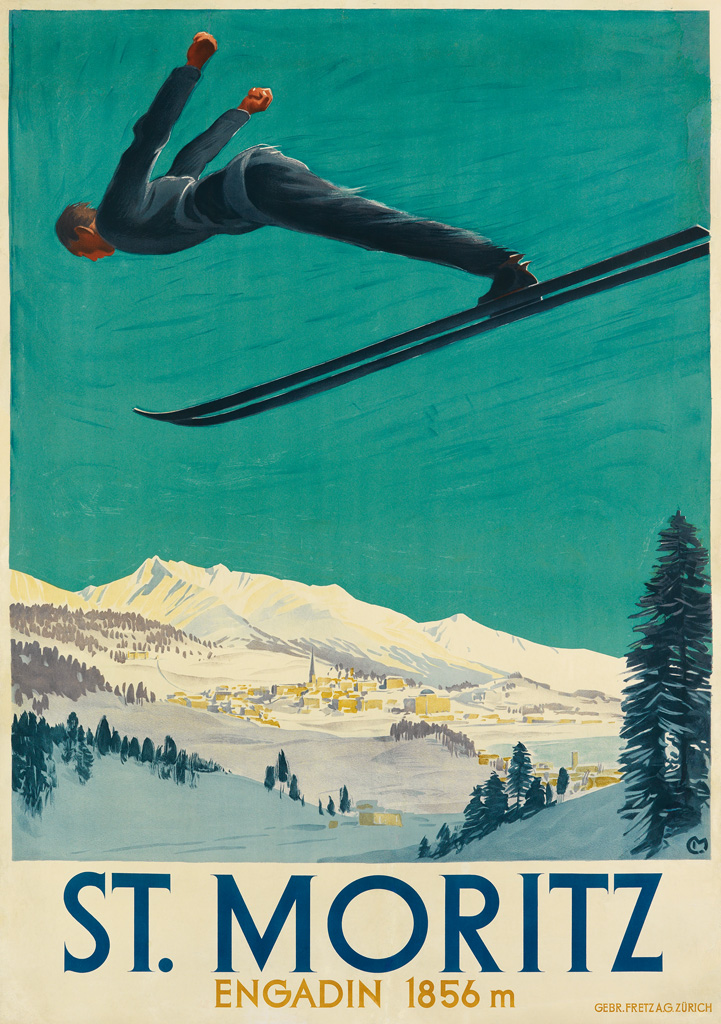 CARL MOOS (1878-1959). ST. MORITZ. 1924. 50x35 inches, 127x89 cm. Gebr. Fretz, Zurich.